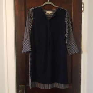 Loft Blue & White 1/4 Sleeved Dress